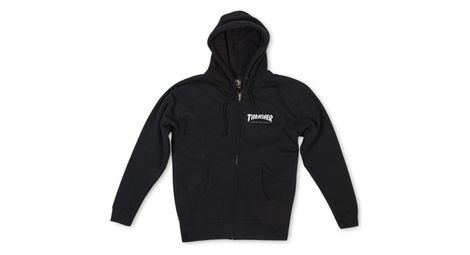 Thrasher Logo Zip Hood Sweat Black