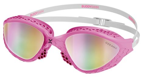 Gafas de natación BuddySwim OzeanX Rosa-Blanco/Iridium Espejo