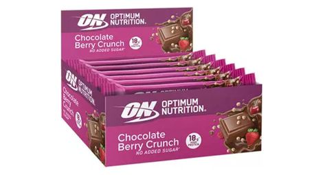 Boîte crunch protein bar (12x55g) - optimum nutrition - chocolate berry -  barres protéinées