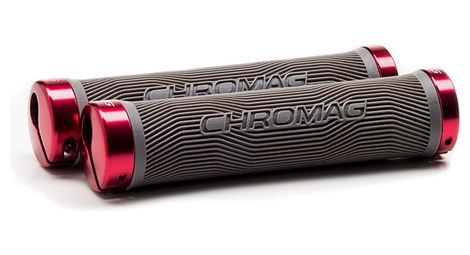 Chromag poignees lock on palmskin 142mm gris rouge