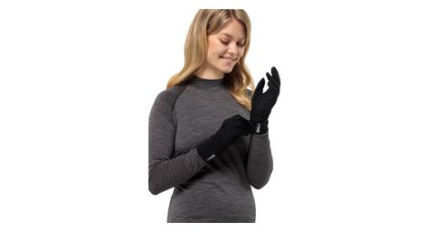 Gants longs unisexe jack wolfskin merino noir