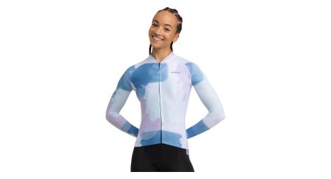 Maillot vélo manches longues femme cyclisme m2 zen bleu