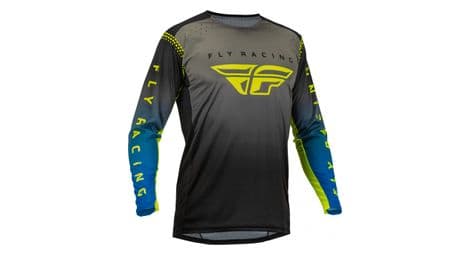 Maillot manches longues fly lite gris / bleu / jaune fluo