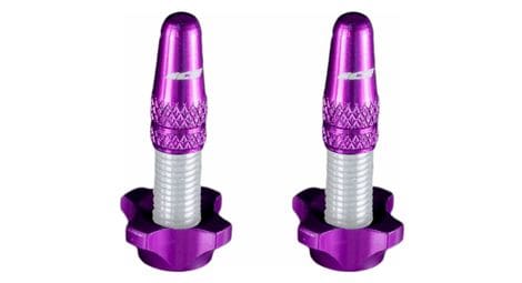 Kit de tapones de aluminio (x2) y tuercas (x2) ice violeta para válvulas tubeless y presta