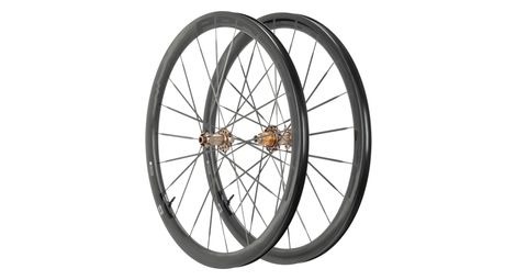 Paire de roues Progress Orbit 380 Noir/Light Bronze | 12x100/12x142 mm | Center Lock | Rayon Carbone