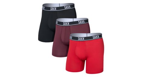 Boxer Saxx Essential Performance Mesh Brief Fly Rosso/Marrone/Nero Uomo (Confezione da 3)