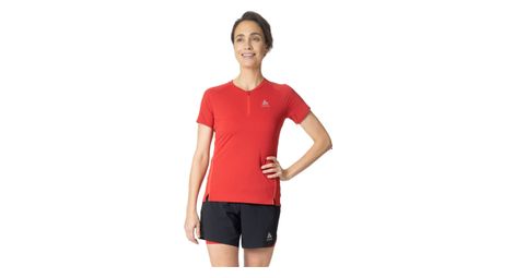 Maillot manches courtes odlo x-alp trail 1/2 zip femme rouge