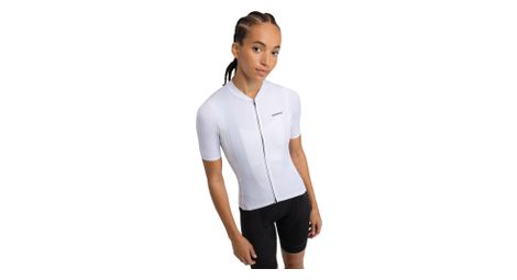 Maillot vélo manches courtes en tissu recyclé femme cyclisme m6r pure blanc