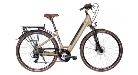 Velo de ville electrique bicyklet carmen shimano tourney altus 7v 504 wh 700 mm marron tan