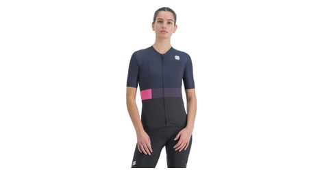 Maillot sportful snap de manga corta para mujer azul marino