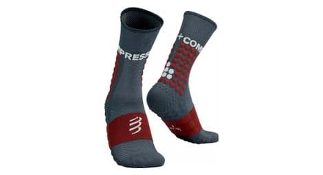 Compressport ultra trail sokken grijs/rood trail capsule 2023