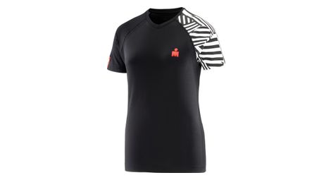 Maillot de manga corta compressport ironman dazzle para mujer negro/blanco