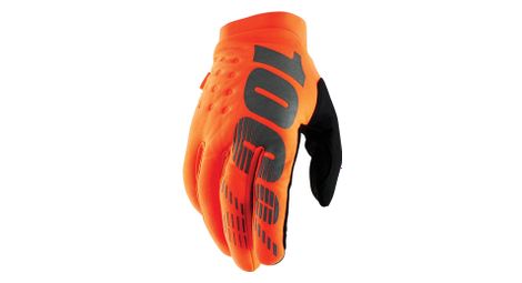 Paire de gants 100 brisker fluo orange noir