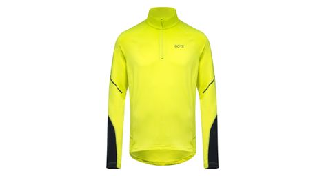 Maillot manches longues running gore wear 1 4 zip jaune fluo noir