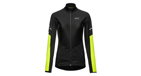 Maillot manches longues running femme gore wear thermo jaune fluo noir