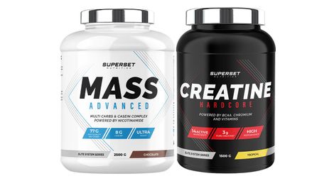 Programme prise de masse avancé - mass advanced 2,5kg chocolat - créatine hardcore 1,5 kg tropical