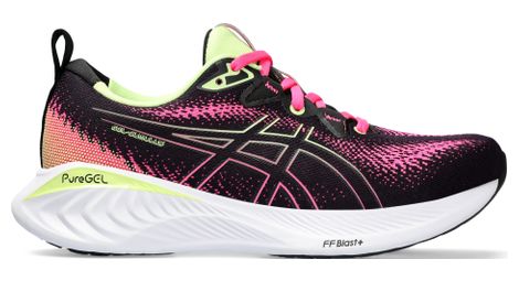 Asics gel cumulus 25 running shoes black pink yellow women's