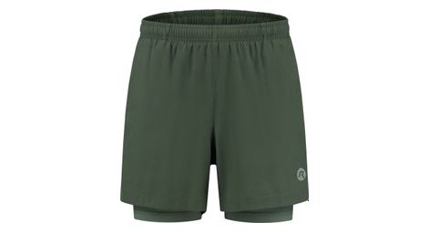 Short 2-en-1 rogelli essential vert homme