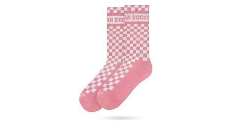 Pink checkerboard chaussettes sport coton performance