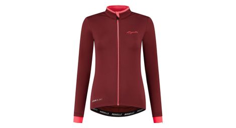 Maillot Manches Longues Velo Rogelli Essential - Femme - Bordeaux/Corail