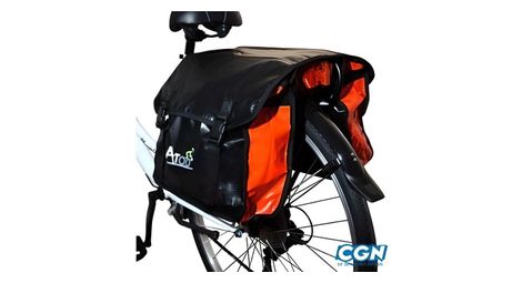 Sacoche velo porte bagages a pont 2 volumes noir/rouge 100% etanche - 360x130x320mm