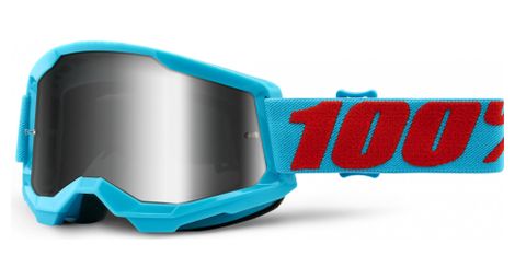 100% strata 2 goggle | summit blue red | silver mirror lenses