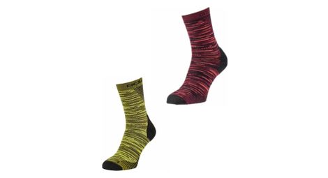 Chaussettes odlo ceramicool run rouge jaune unisex pack de 2 paires