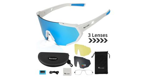 Lunettes de soleil de sport polarisées uv400 avec verres hd - blanc