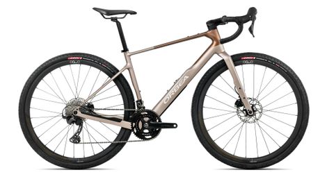 orbea terra m35team gravel bike shimano grx 12s 700 mm nickel beige met cinnamon brown 2026
