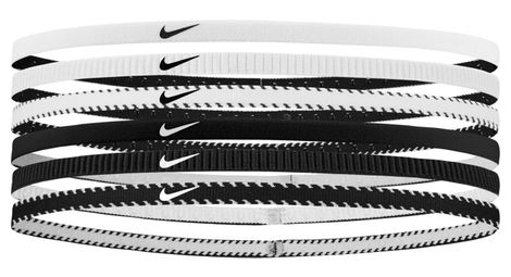 Mini bandeaux tête (x6) nike flex classic slim noir/blanc