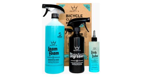  kit nettoyage peaty's dégraisse : loam foam 1l / dégraissant 500ml / link lube