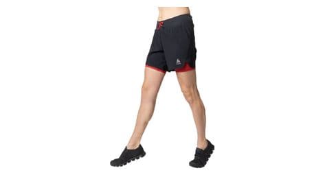 Pantalones cortos 2 en 1 odlo x-alp trail 6 pulgadas para mujer negro/rojo xs