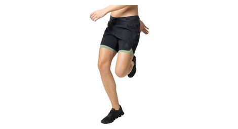 Short 2 en 1 odlo x alp trail 6 inch femme noir kaki