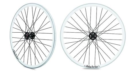 Roue arriere fixie jante blanche moyeu noir rodi