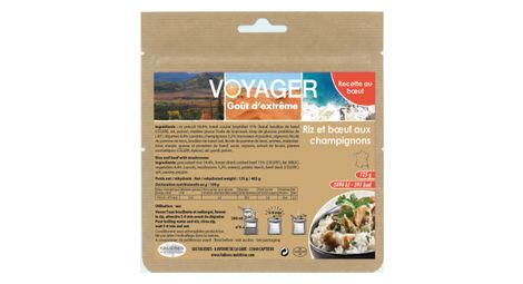 Comida lyophilis voyager carne de res con champiñones y arroz kraft 125g