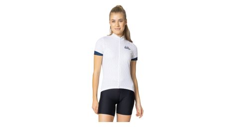 Maillot manches courtes zippe odlo essential femme blanc bleu