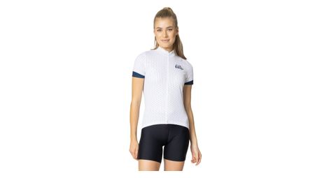 Maillot con cremallera de manga corta para mujer odlo essential blanco / azul