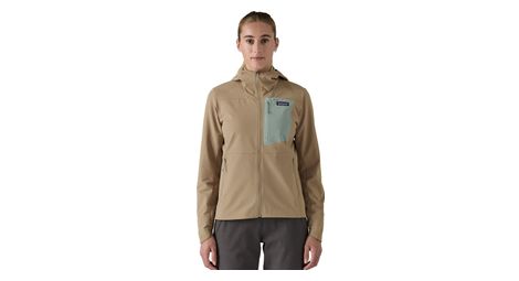 Sudadera con capucha patagonia r1 crossstrata gris para mujer