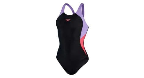 Speedo colourblock splice muscleback 1-piece swimsuit black