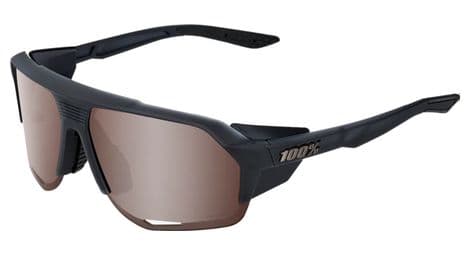 Lunettes 100% norvik soft tact cristal noir - verres miroir argentée cramoisi hiper