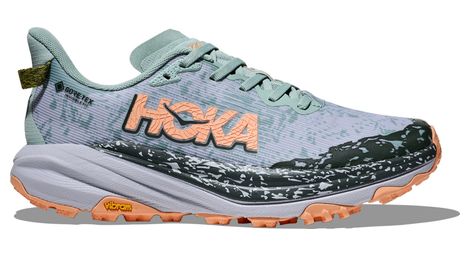 Chaussures Trail Hoka Speedgoat 6 GTX Gris/Vert/Corail Femme