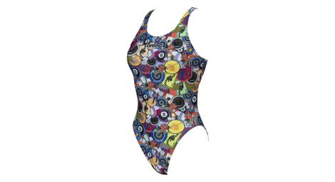 Swimsuit woman arena swim tech high phantasy prints moto patches red