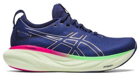 Chaussures de running asics gel nimbus 25 bleu vert rose femme