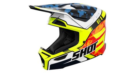 Casque integral shot furious enfant flash bleu jaune fluo brillant