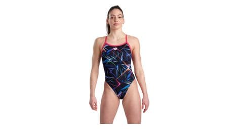 Arena allover challenge back one piece swimsuit blue pink