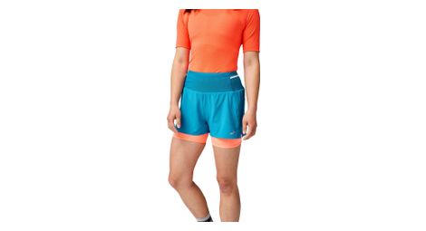 Pantalón corto 2 en 1 brooks high point 2.0 3inch para mujer azul/corail
