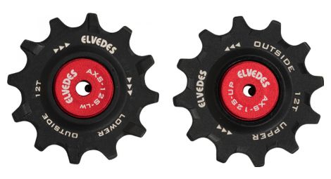 Paire de galets de dérailleur elvedes pour sram force / red etap axs 2x12 dents