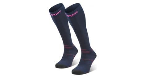 Paire de chaussettes bv sport trek compression evo bleu rose