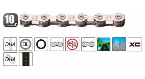 Chaine yaban 10 vitesses 1 2 11 128  136 maillons yaban special ebike argent