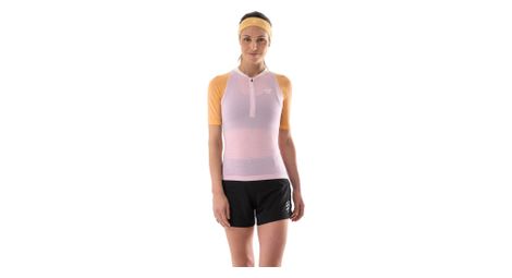 Camiseta de manga corta para mujer compressport trail racing postural rosa/naranja